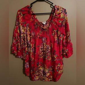 Red Floral off shoulder blouse